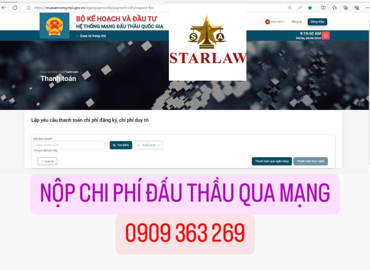 NỘP PHÍ DUY TRÌ ĐẤU THẦU QUA MẠNG