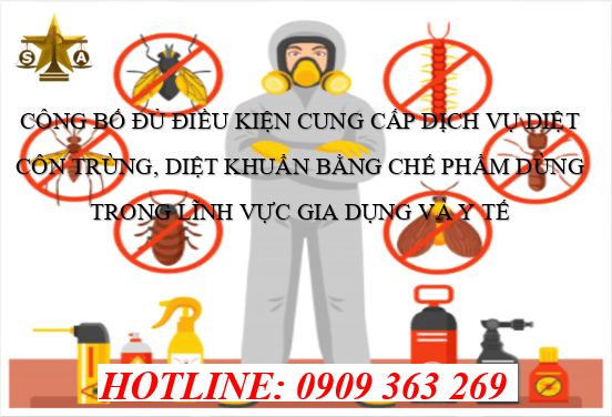 CÔNG BỐ ĐỦ ĐIỀU KIỆN CUNG CẤP DỊCH VỤ DIỆT CÔN TRÙNG, DIỆT KHUẨN BẰNG CHẾ PHẨM DÙNG TRONG  LĨNH VỰC GIA DỤNG VÀ Y TẾ